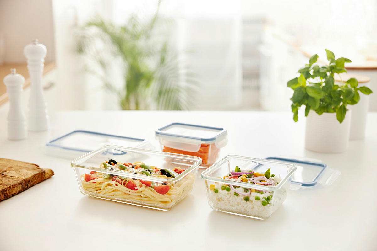 FRISCHHALTEDOSE CLIC & LOCK ,5 L  - Blau/Transparent, Basics, Glas/Kunststoff (16/12/7,8cm) - Rotho