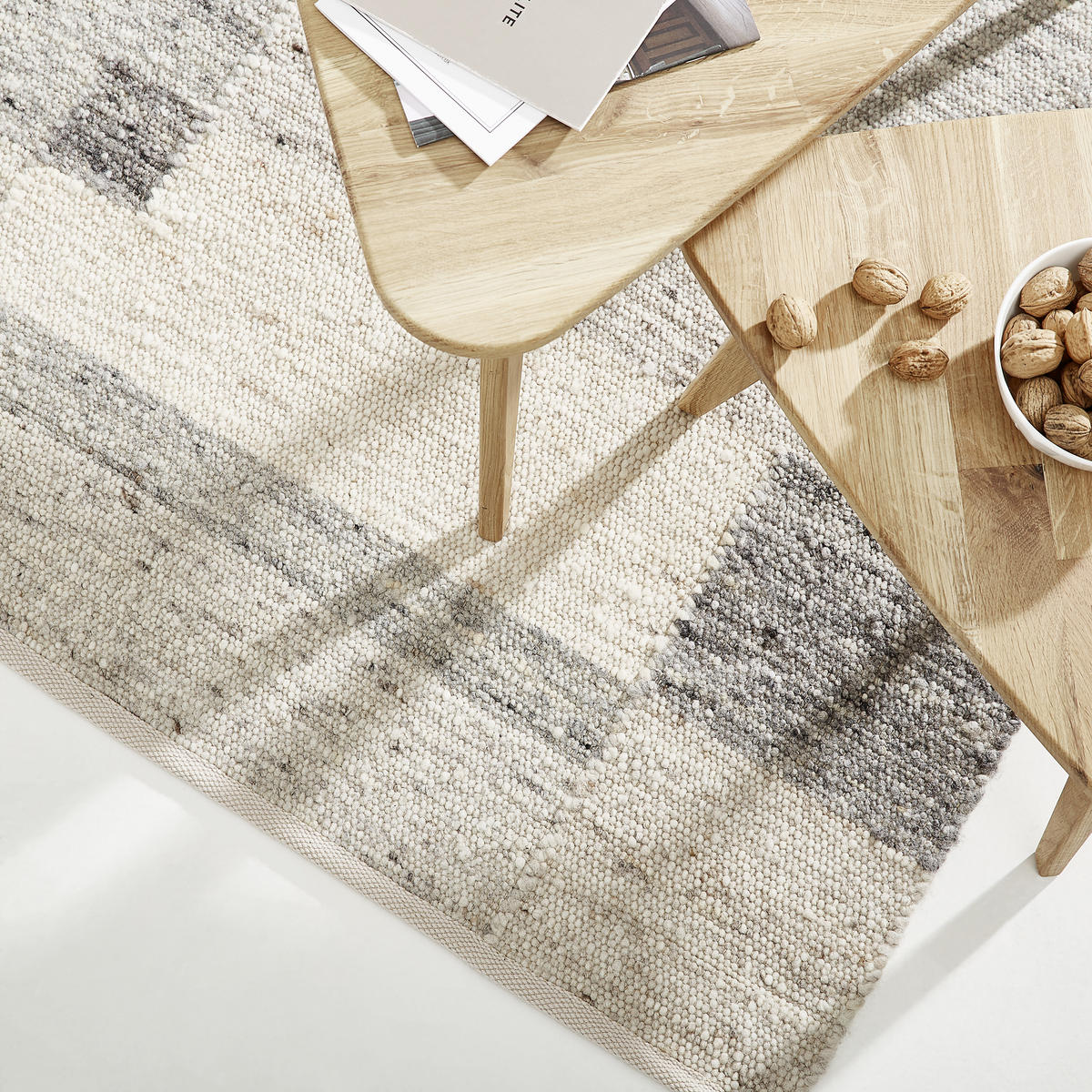 HANDWEBTEPPICH 170/230 cm Freising Design  - Weiss/Beige, Konventionell, Textil (170/230cm) - Linea Natura