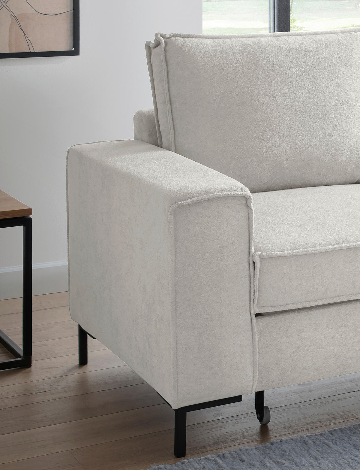 KUTNA GARNITURA tekstil  bež   - bež/crna, Moderno, tekstil/metal (240/150cm) - Livetastic