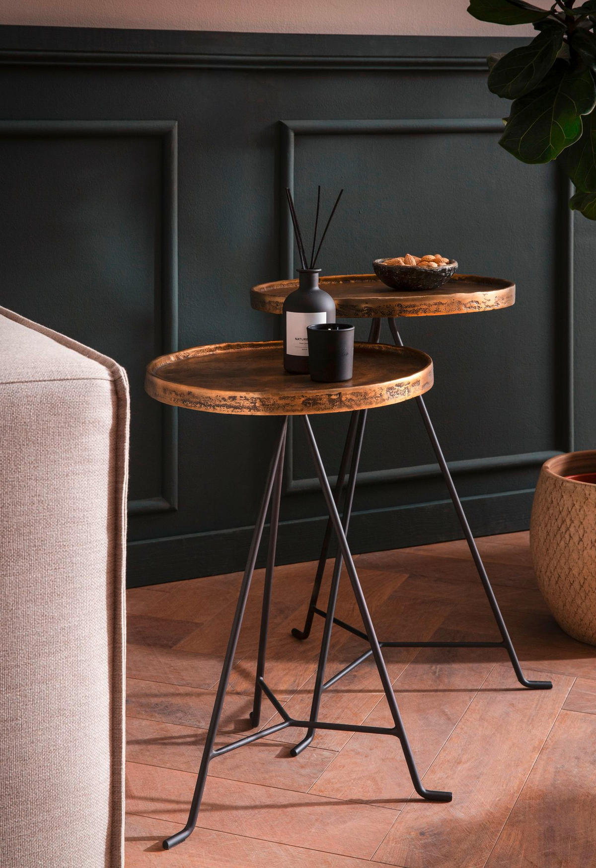 BEISTELLTISCHSET in Metall  - Goldfarben/Schwarz, Design, Metall - Livetastic