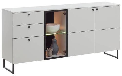 SIDEBOARD  in 183/87/42 cm  - Grauweiß/Schwarz, LIFESTYLE, Glas/Holzwerkstoff (183/87/42cm) - Valdera