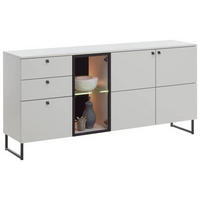 SIDEBOARD  in 183/87/42 cm  - Grauweiß/Schwarz, LIFESTYLE, Glas/Holzwerkstoff (183/87/42cm) - Valdera