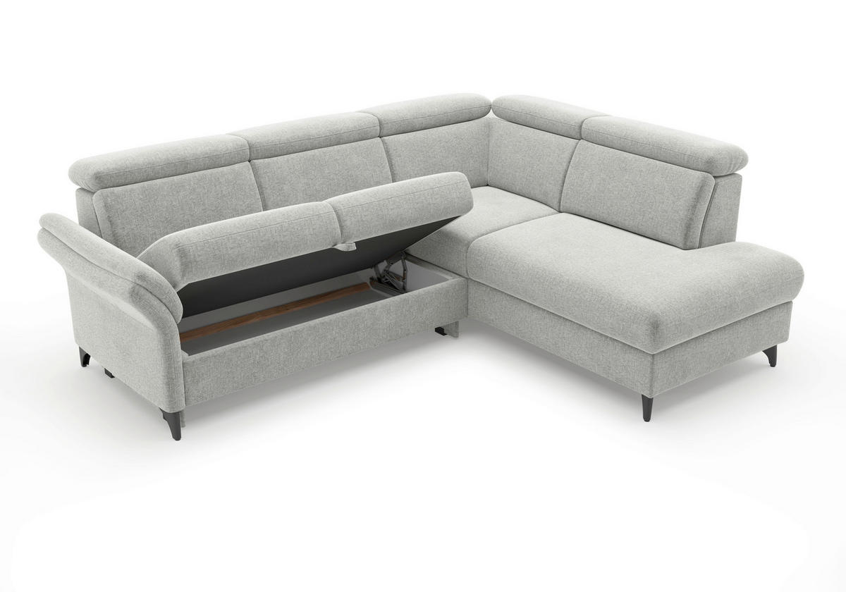 ECKSOFA GLENDALE E in Flachgewebe Hellgrau  247/193 cm  - Hellgrau/Schwarz, KONVENTIONELL, Textil/Metall (247/193cm) - Sit & More