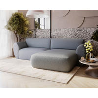 ECKSOFA Chenille Hellgrau  - Hellgrau/Schwarz, Design, Kunststoff/Textil (288/170cm) - Livetastic