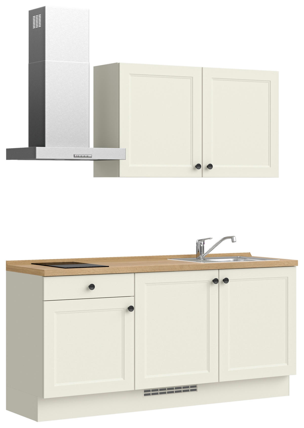 KÜCHENBLOCK Cascada 180 cm  in Weiß, Eichefarben  - Eichefarben/Schwarz, MODERN, Holzwerkstoff/Metall (180cm) - Nobilia