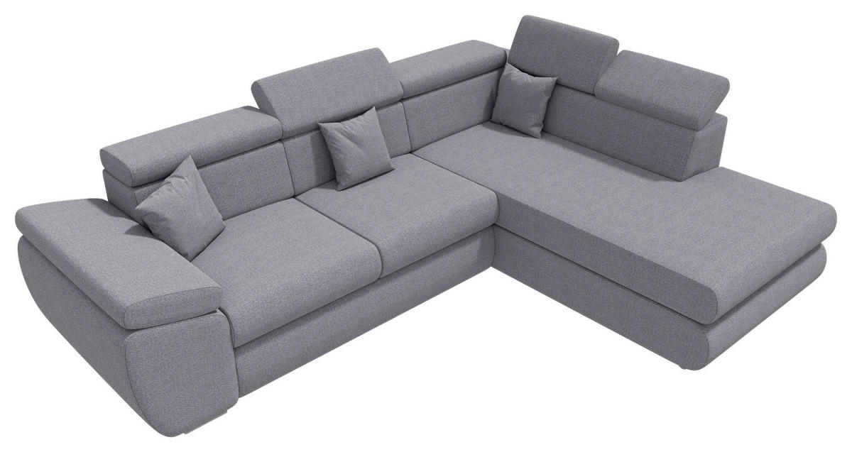 ECKSOFA Dunkelgrau Struktur  - Chromfarben/Dunkelgrau, KONVENTIONELL, Kunststoff/Textil (282/205cm) - Carryhome