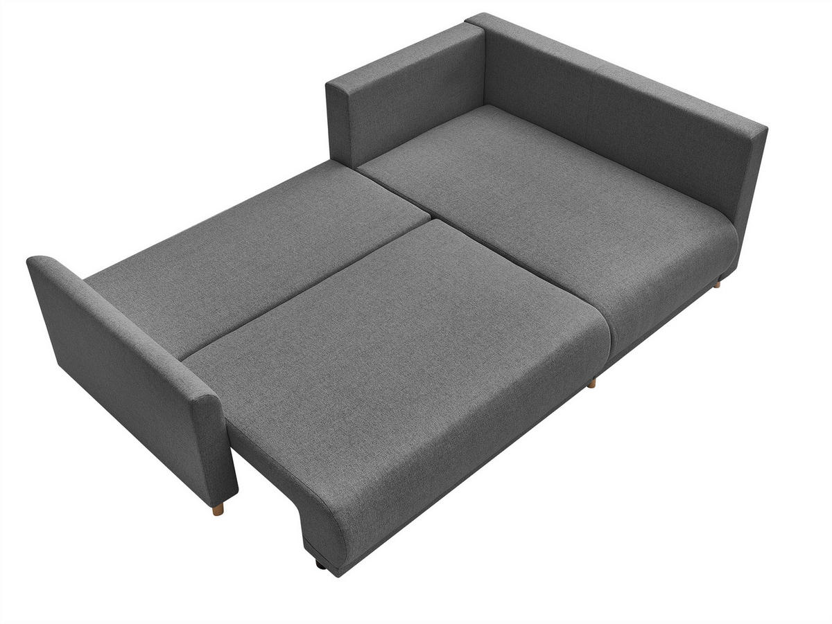 ECKSOFA MILOS Grau Flachgewebe, Struktur Rückenkissen, Bettkasten, Schlaffunktion, Rücken echt  - Naturfarben/Grau, Design, Textil (224/148cm) - P & B