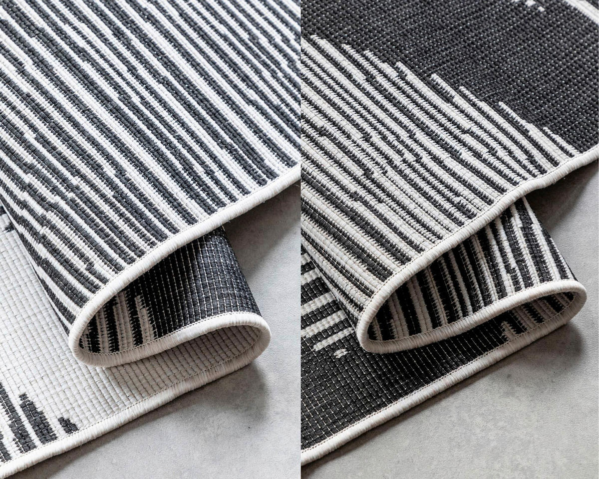 OUTDOORTEPPICH 80/150 cm Gemini Schwarz, Weiß  - Schwarz/Weiß, Design, Kunststoff (80/150cm)