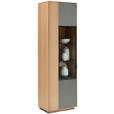 VITRINE  in furniert, massiv Asteiche Grau, Eichefarben - Eichefarben/Schwarz, MODERN, Glas/Holz (60,1/200/42cm) - Linea Natura