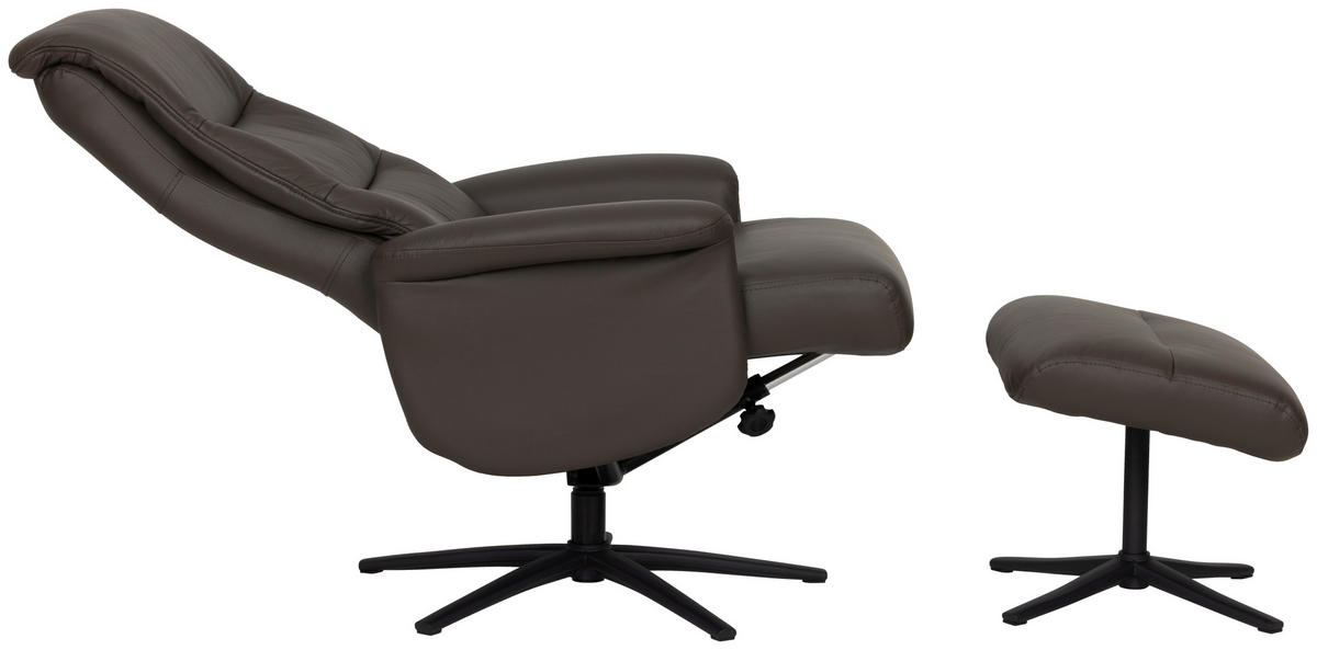 RELAXSESSELSET Lederlook Echtleder    - Schwarz/Braun, Design, Leder/Textil (76/107/79cm) - Livetastic