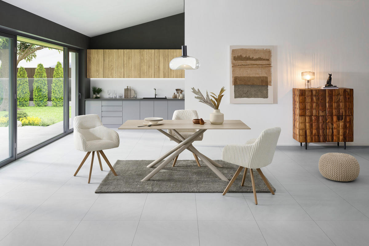 ARMLEHNSTUHL  in Eisen Cord  - Eichefarben/Beige, MODERN, Holz/Textil (56/88/60cm) - MID.YOU