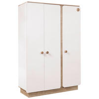 Dulap Cu Uși Rotative, 136/195/56 cm, alb, culoare lemn stejar - alb/culoare lemn stejar, Modern, material pe bază de lemn (136/195/56cm) - Cilek