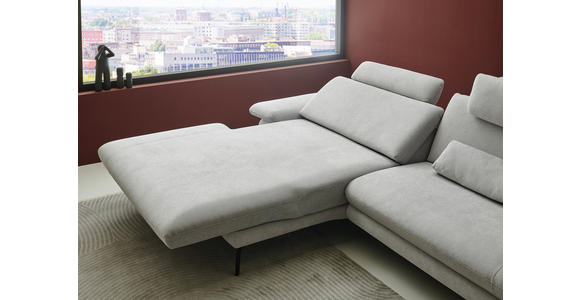 ECKSOFA in Chenille, Flachgewebe Silberfarben  284/180 cm  - Silberfarben/Schwarz, Design, Textil/Metall (284/180cm) - Dieter Knoll
