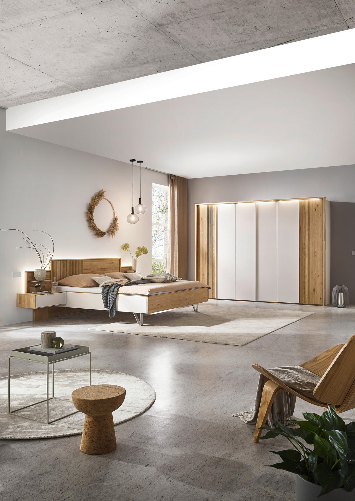 BETTANLAGE - Wildeiche/Perlmutt, Design, Holz (180/200cm) - Valnatura