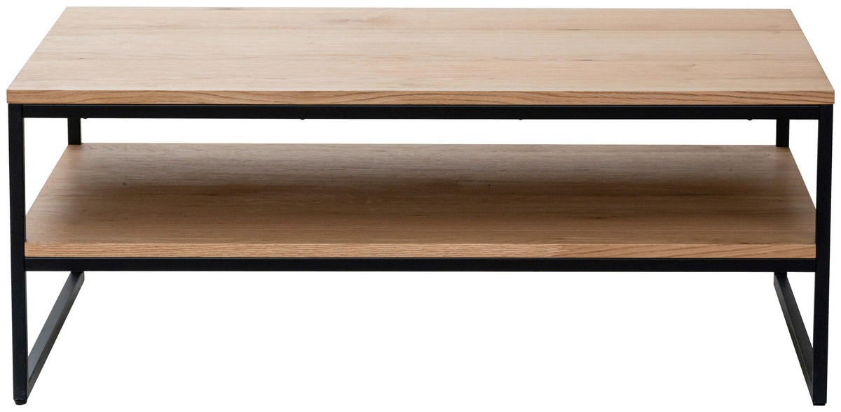 COUCHTISCH Eiche furniert rechteckig Schwarz, Eichefarben  - Eichefarben/Schwarz, Design, Holz/Holzwerkstoff (110/45/70cm) - MID.YOU