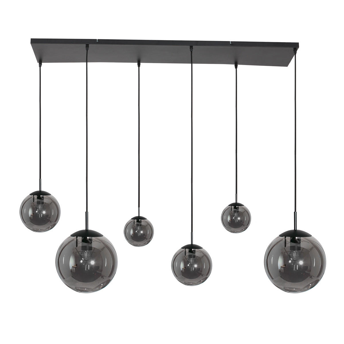 PENDELLEUCHTE Bollique 120/25/160 cm   - Schwarz, KONVENTIONELL, Glas/Metall (120/25/160cm)