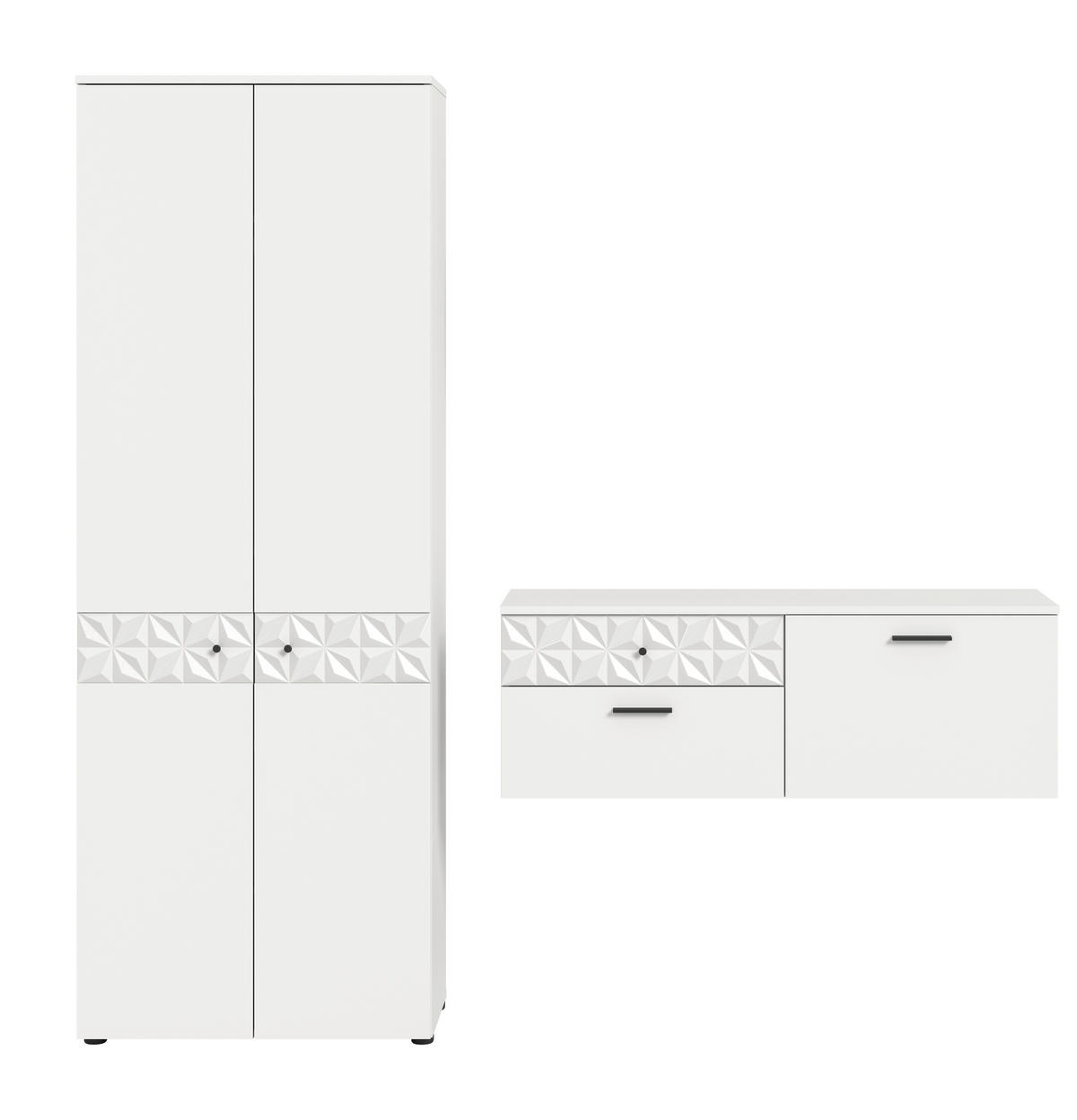 GARDEROBE 2-teilig  in 195/192/34 cm  - Weiß, Design, Holzwerkstoff (195/192/34cm) - MID.YOU