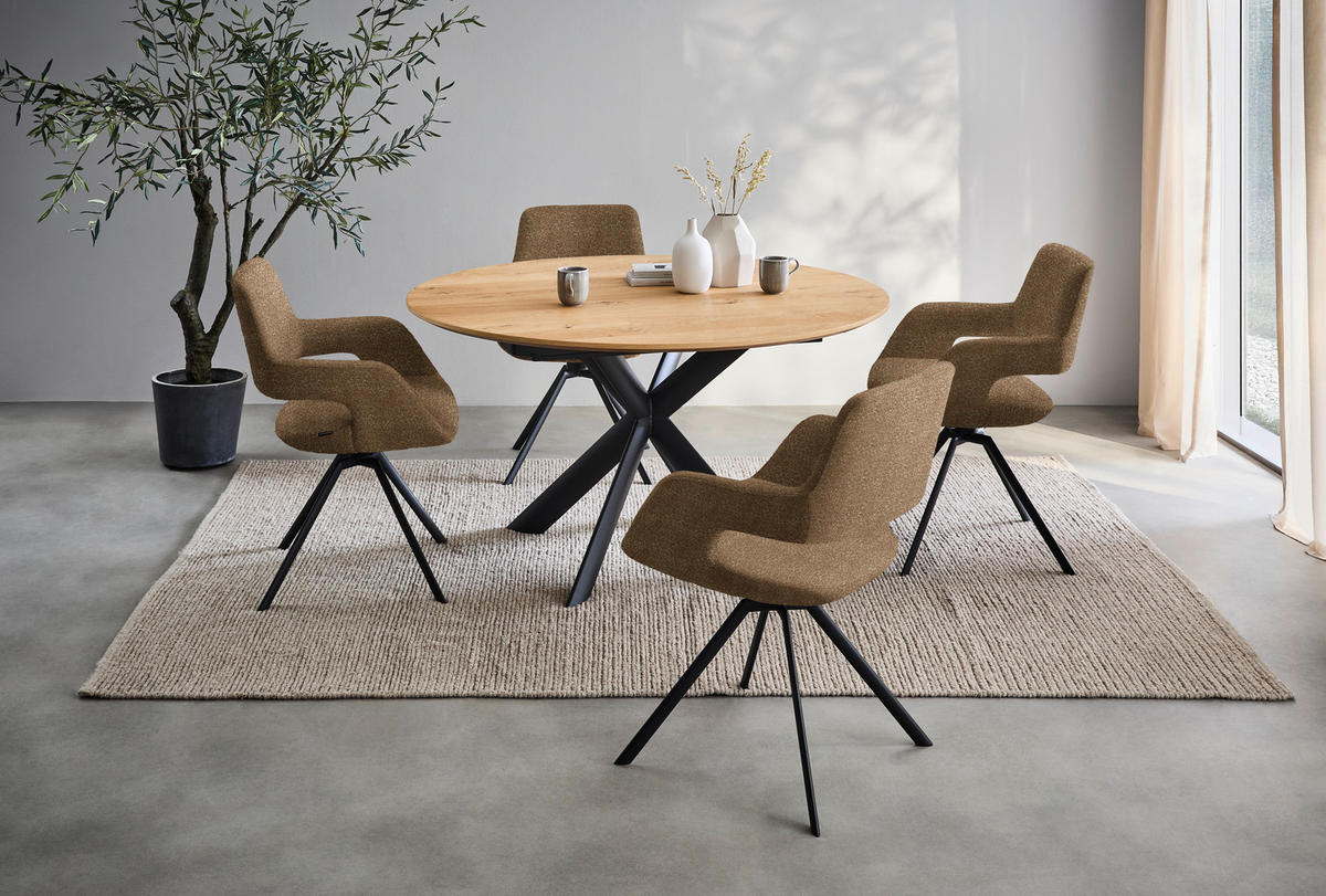 ARMLEHNSTUHL  in Stahl Struktur  - Anthrazit/Cappuccino, Design, Textil/Metall (59/86/63cm) - Venjakob