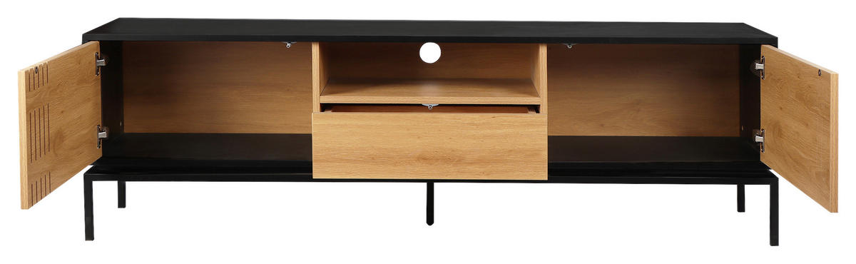 TV-SZEKRÉNY 180/55/40 cm  - fekete/natúr, Design, faalapú anyag (180/55/40cm) - Xora