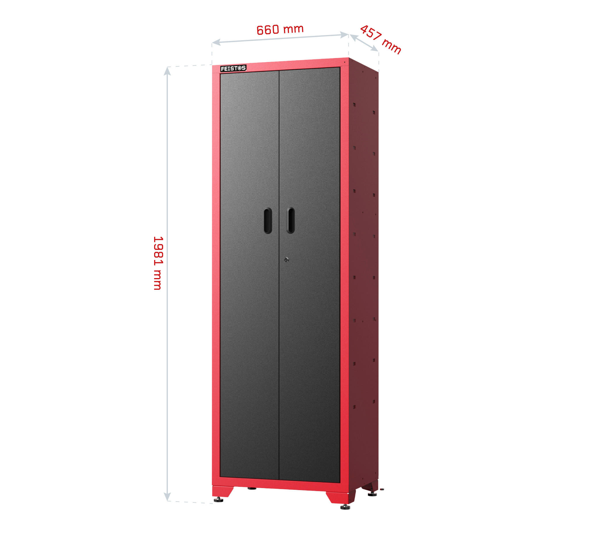Thumbnail - Ambia Garden Werkstatt-Hochschrank Juno, Rot, Schwarz, Metall, 46x198x66 cm, stehend, zur Einrichtung einer Fachwerkstat...