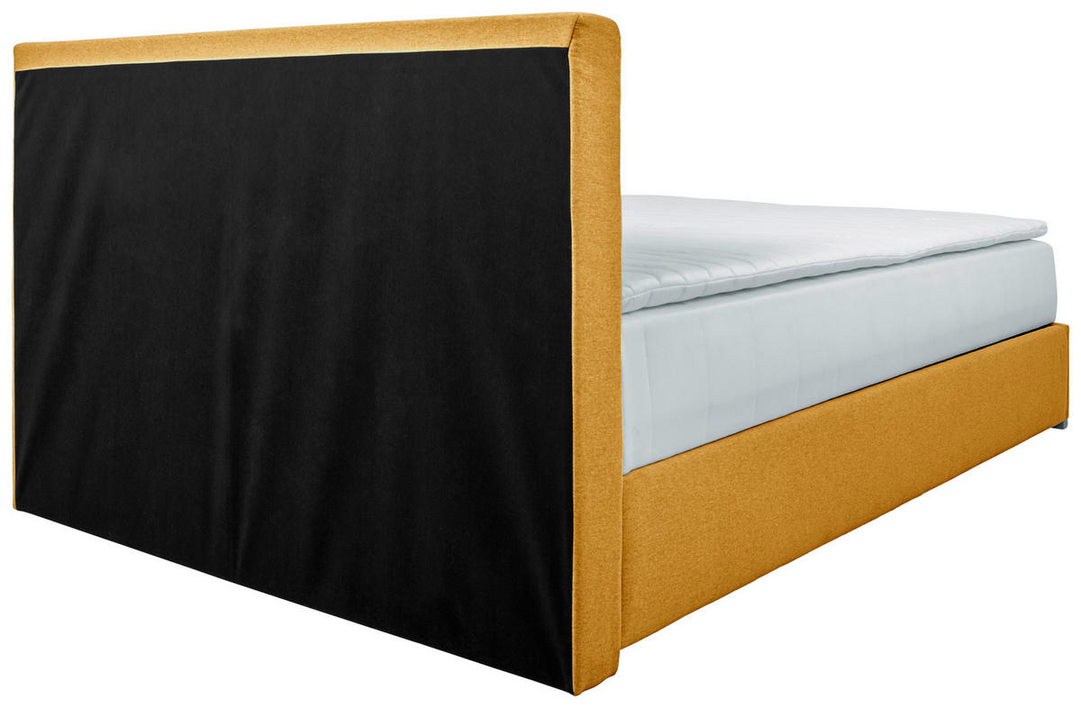 BOXBETT 90/200 cm  in Currygelb  - Chromfarben/Currygelb, KONVENTIONELL, Kunststoff/Textil (90/200cm) - Carryhome