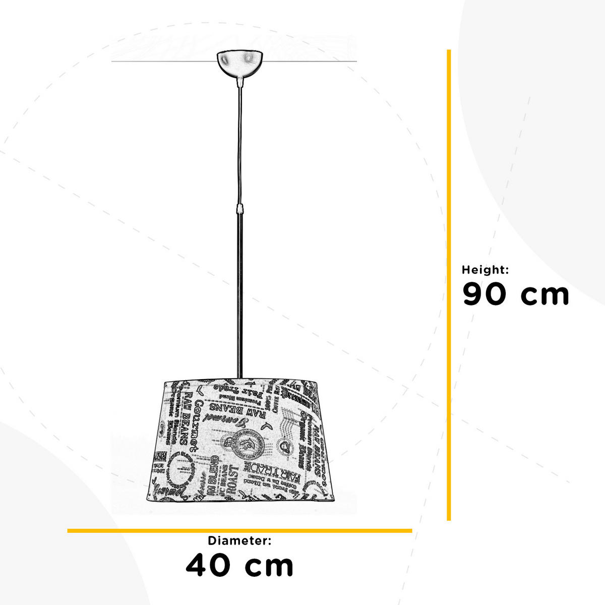 ZÁVĚSNÉ SVÍTIDLO, 40/40/90 cm  - koňaková, Basics, textil (40/40/90cm)