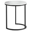 BEISTELLTISCH Marmor 39/39/49 cm Schwarz, Weiß Hochglanz rund  - Weiß Hochglanz/Schwarz, Design, Stein/Metall (39/39/49cm) - Johann Jakob