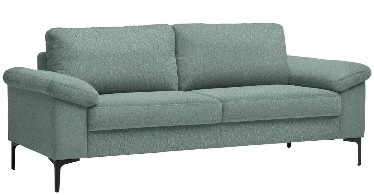 2,5-SITZER in Flachgewebe Blaugrau  - Blaugrau/Schwarz, Design, Textil/Metall (206/86/97cm) - Pure Home Lifestyle