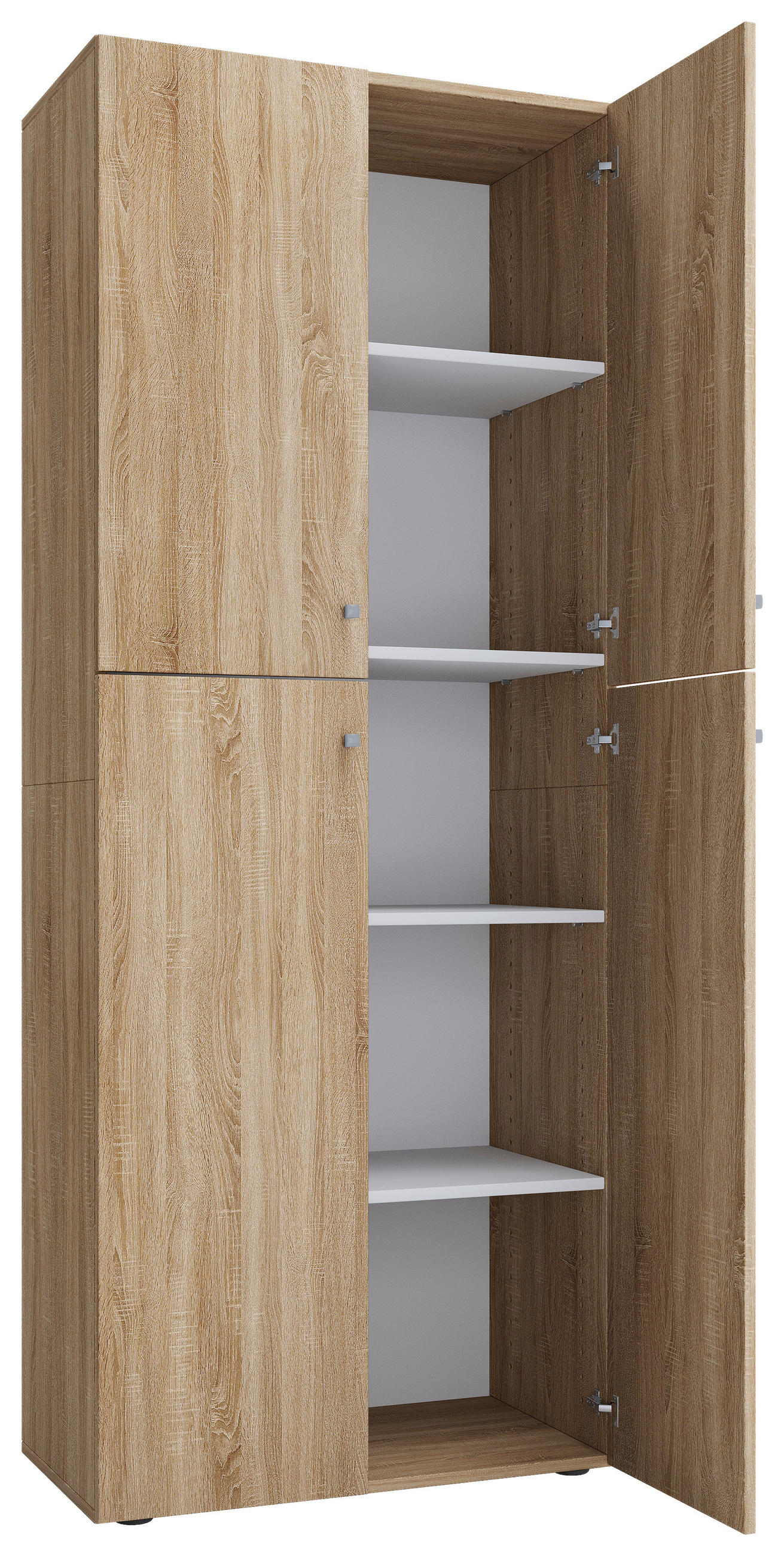 SCHUHSCHRANK in 70/182/37 cm - Eichefarben/Silberfarben, Konventionell, Holzwerkstoff/Kunststoff (70/182/37cm) - MID.YOU