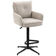 BARHOCKER Cord Beige Eisen Stoffauswahl, Sitzfläche 360° drehbar, inklusive Armlehnen  - Beige/Schwarz, Design, Textil/Metall (54/98-120/58cm) - Novel