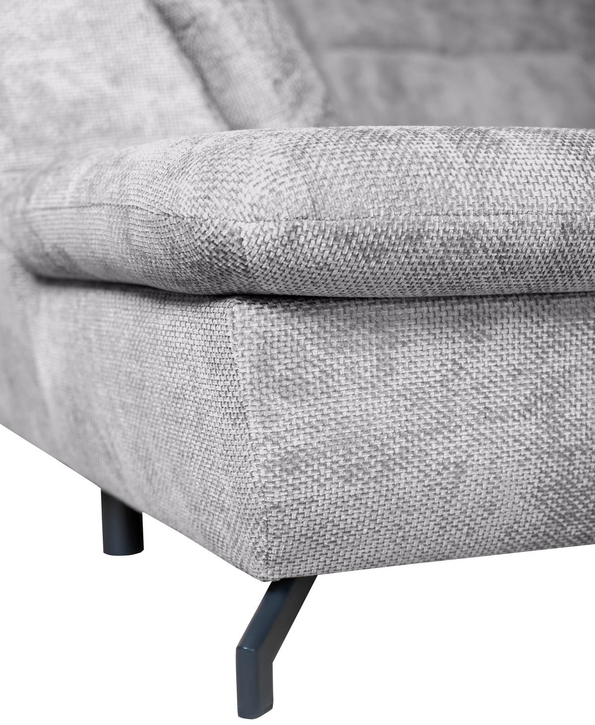 WOHNLANDSCHAFT Hellgrau Struktur  - Hellgrau/Schwarz, KONVENTIONELL, Textil/Metall (253/357/188cm) - Carryhome