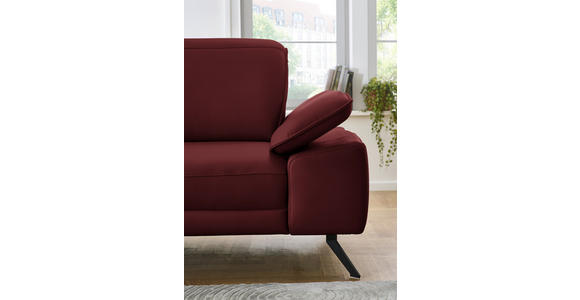 ECKSOFA in Echtleder Rot  - Rot/Schwarz, Design, Leder/Metall (193/332cm) - Dieter Knoll