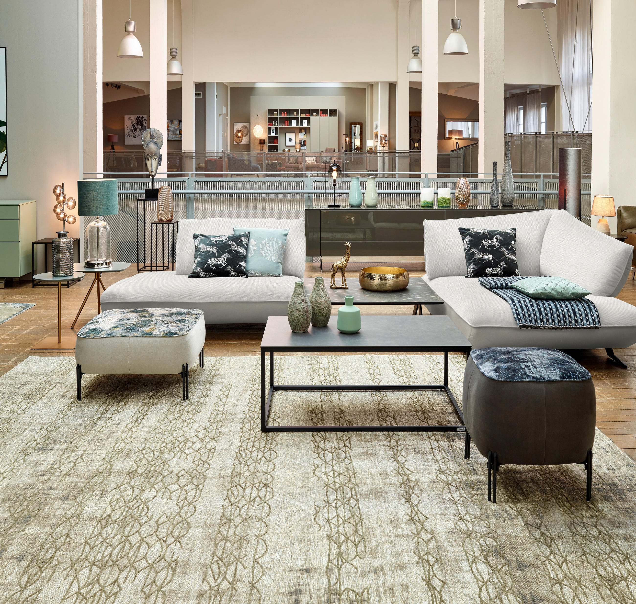 ECKSOFA in Chenille, Struktur Creme, Naturfarben  - Anthrazit/Creme, Design, Textil/Metall (265/172cm) - Joop!
