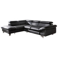 WOHNLANDSCHAFT  in Lederlook Schwarz  - Chromfarben/Schwarz, MODERN, Textil/Metall (214/266cm) - MID.YOU