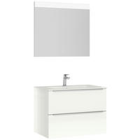 BADEZIMMER 3-teilig  in 81 cm  - Edelstahlfarben/Weiß Hochglanz, MODERN, Holzwerkstoff/Stein (81cm) - Nobilia