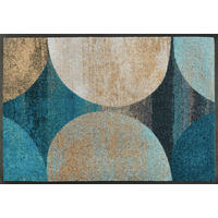 FUßMATTE  50/75 cm  Blau, Beige, Schwarz  - Blau/Beige, KONVENTIONELL, Kunststoff/Textil (50/75cm) - wash+dry
