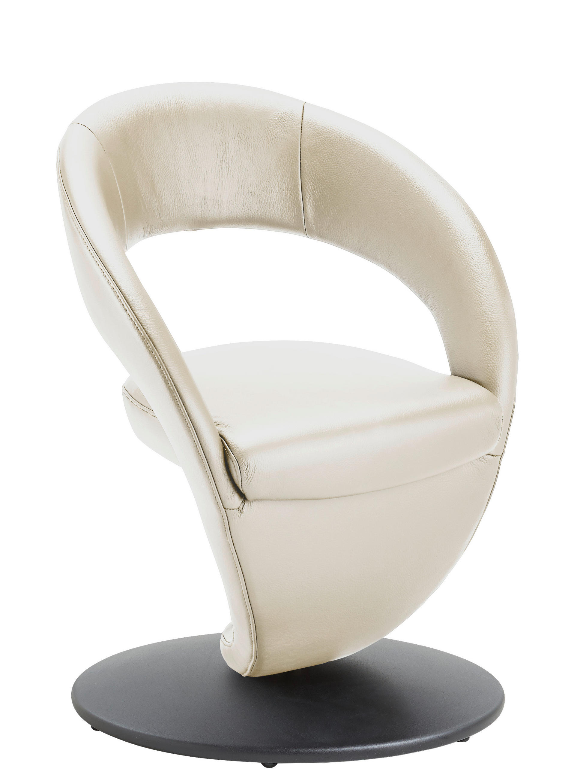 STUHL Echtleder Creme, Schwarz  - Creme/Schwarz, Design, Leder/Metall (62/86/61cm) - Moderano