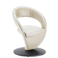 STUHL  Lederauswahl, Stoffauswahl, Typenauswahl, Sitzfläche 360° drehbar  Echtleder  - Creme/Schwarz, Design, Leder/Metall (62/86/61cm) - Moderano