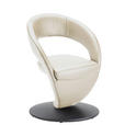 STUHL  Lederauswahl, Stoffauswahl, Typenauswahl, Sitzfläche 360° drehbar  Echtleder  - Creme/Schwarz, Design, Leder/Metall (62/86/61cm) - Moderano