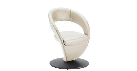 STUHL  Lederauswahl, Stoffauswahl, Typenauswahl, Sitzfläche 360° drehbar  Echtleder  - Creme/Schwarz, Design, Leder/Metall (62/86/61cm) - Moderano