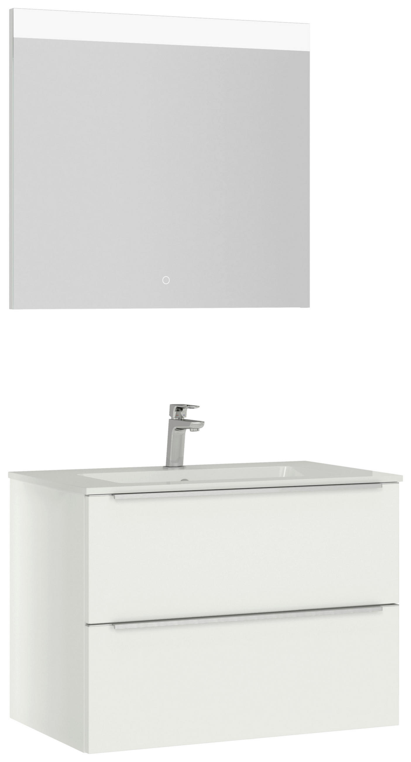 BADEZIMMER 3-teilig  in 81 cm  - Edelstahlfarben/Weiß, MODERN, Holzwerkstoff/Stein (81cm) - Nobilia