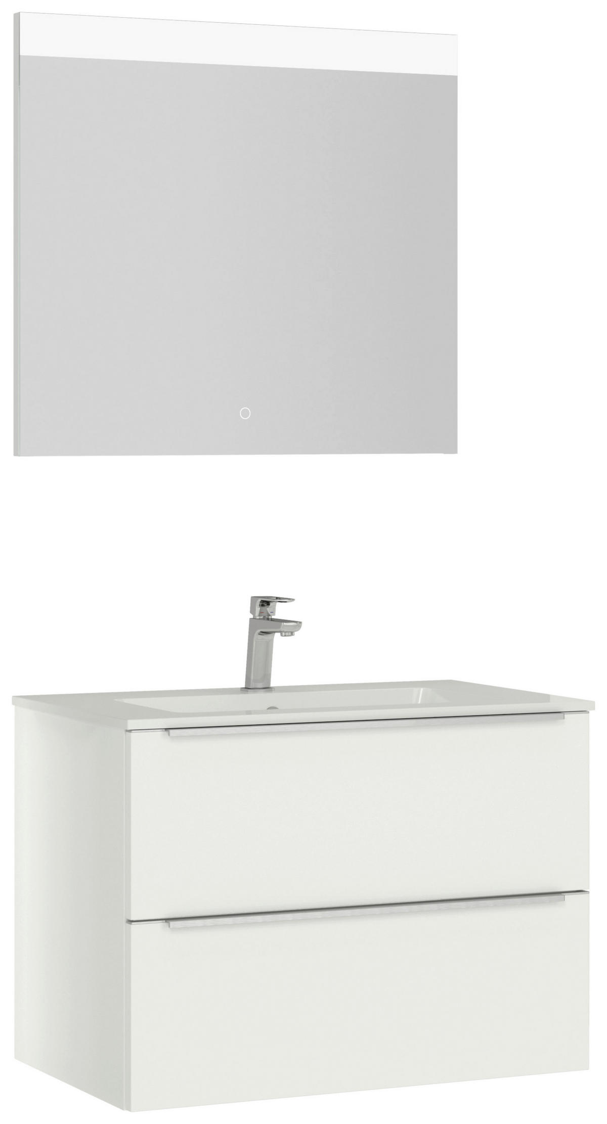 BADEZIMMER 3-teilig  in 81 cm  - Edelstahlfarben/Weiß, MODERN, Holzwerkstoff/Stein (81cm) - Nobilia