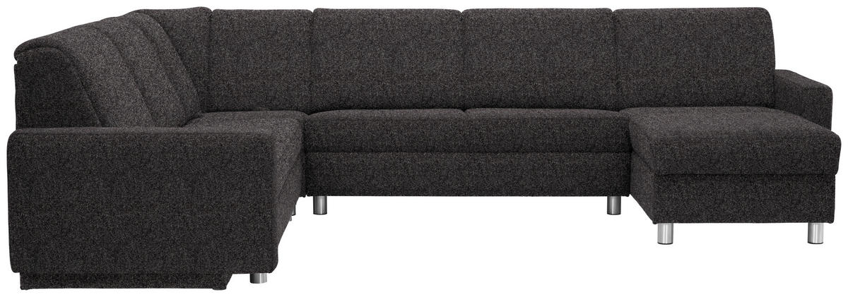 WOHNLANDSCHAFT  in Chenille Dunkelbraun  - Dunkelbraun/Alufarben, KONVENTIONELL, Kunststoff/Textil (236/322/158cm) - Sedda