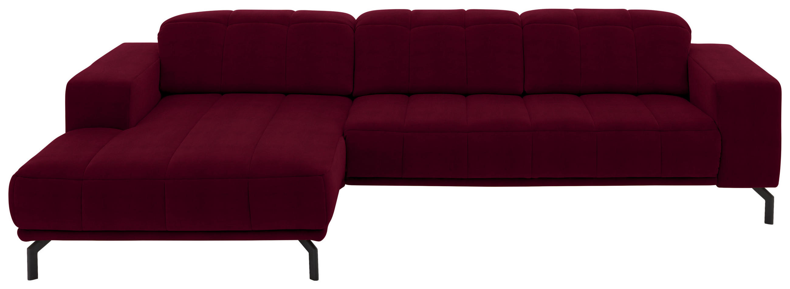 ECKSOFA Beere Velours  - Beere/Schwarz, Design, Textil/Metall (195/293cm) - Beldomo Style