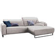 ECKSOFA in Flachgewebe Hellgrau  284/180 cm  - Hellgrau/Schwarz, KONVENTIONELL, Textil/Metall (284/180cm) - Hom`in
