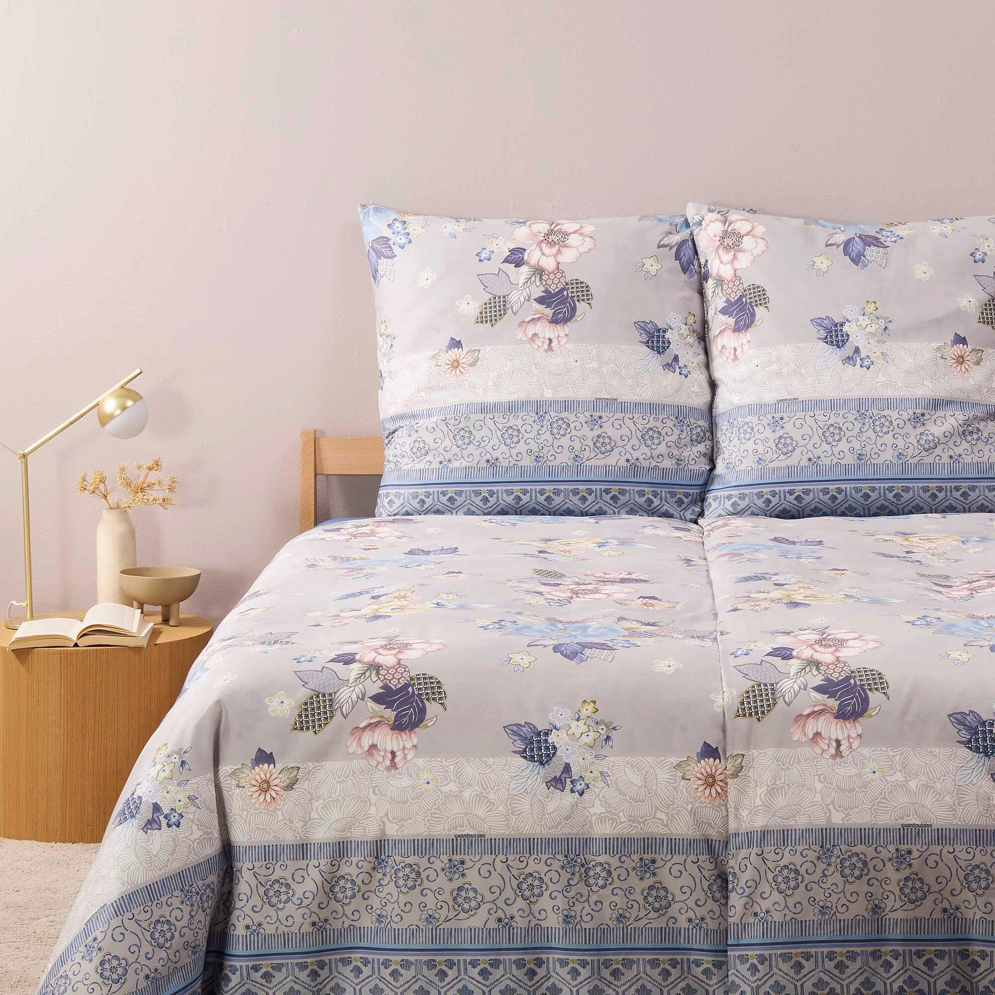 POSTELJNINA HANAMI 140/200 cm saten sivobež  - sivobež, Konvencionalno, tekstil (140/200cm) - Bassetti