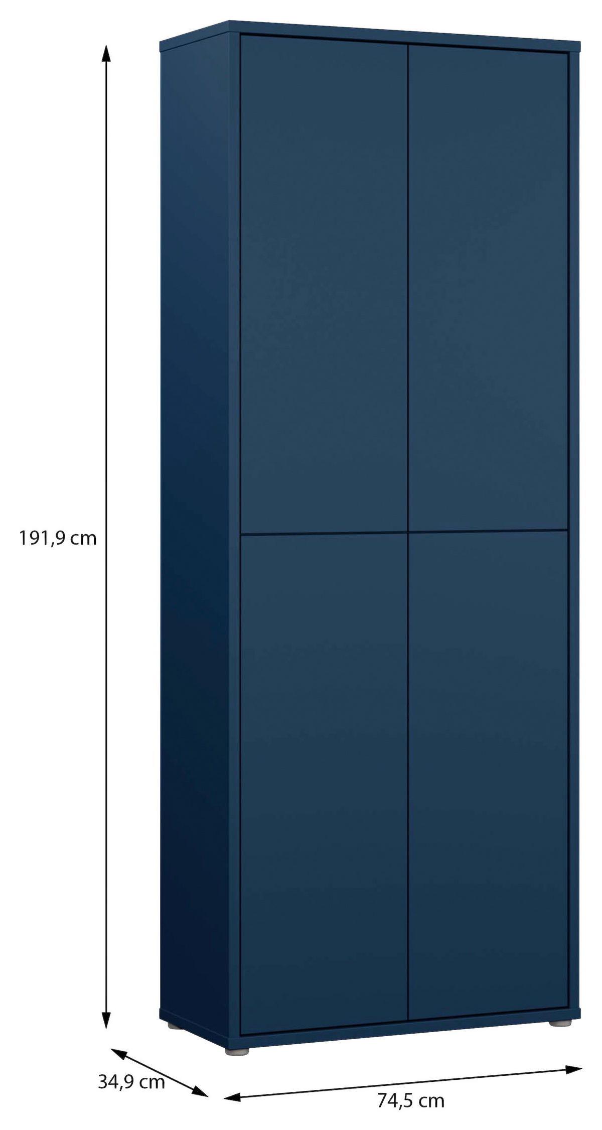 SCHUHSCHRANK Dunkelblau  - Dunkelblau/Grau, MODERN, Holzwerkstoff/Kunststoff (74,5/191,9/34,9cm) - Modern Living