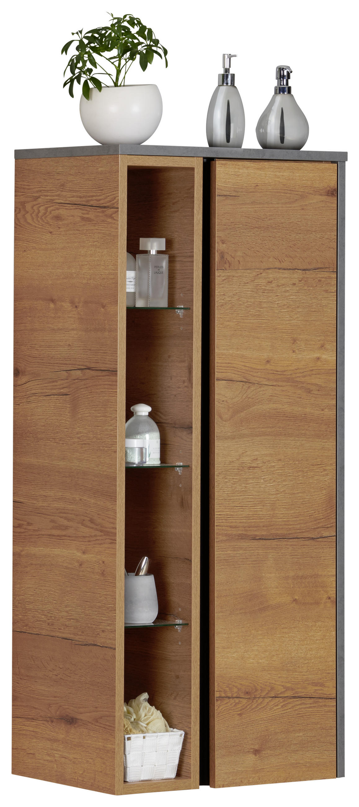 MIDISCHRANK 56,4/120/33,2 cm  - Eichefarben, Design, Glas/Holzwerkstoff (56,4/120/33,2cm) - Moderano