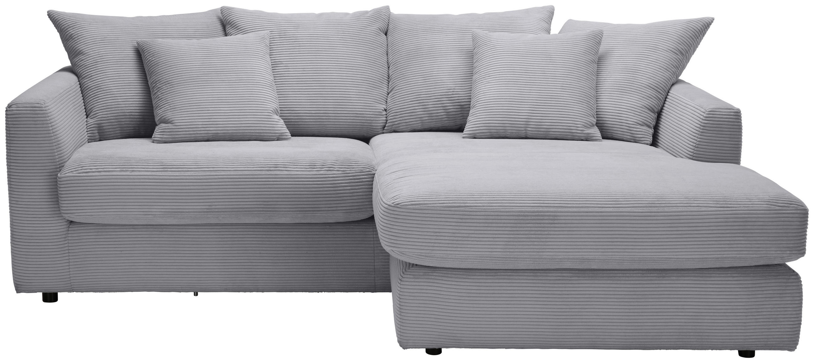 ECKSOFA Hellgrau Cord  - Hellgrau/Schwarz, Design, Kunststoff/Textil (235/175cm) - Carryhome