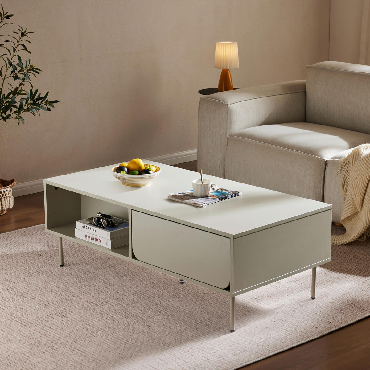 COUCHTISCH in Metall, Holzwerkstoff 120/60/40 cm  - Seidengrau, Design, Holzwerkstoff/Metall (120/60/40cm) - Xora